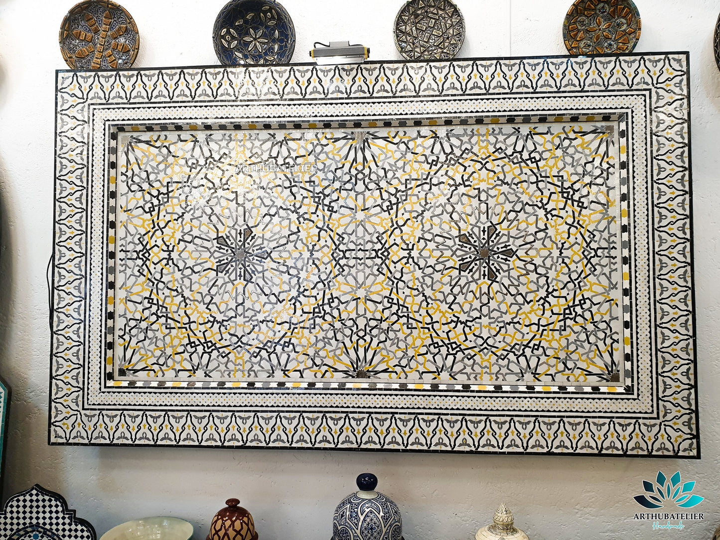 Alhambara mosaic fountain 100% handmade, unique Moroccan luxury wall decor  with tiles design, Large mosaic wall decor 220cm/150cm