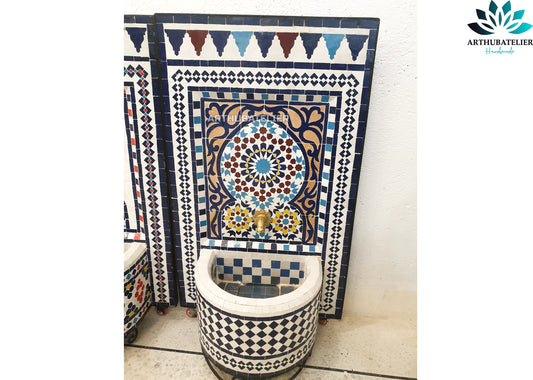 Mosaic Fountain – Elegant Blue & Multicolor Design