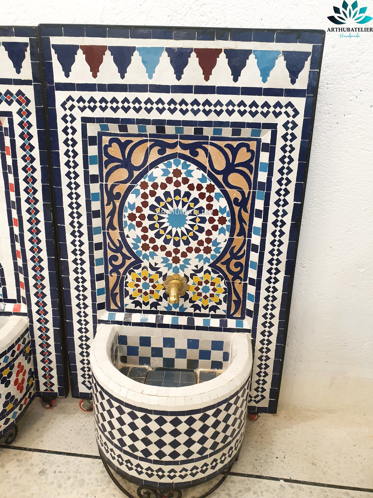 Mosaic Fountain – Elegant Blue & Multicolor Design