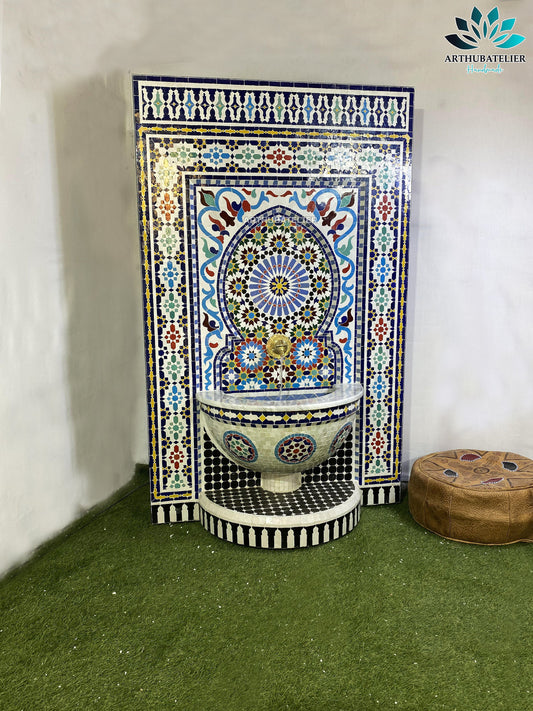 Handcrafted Moroccan Zellige Mosaic Fountain – A Timeless Masterpiece
